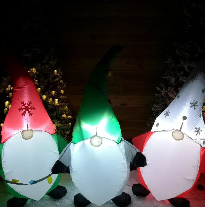 1.8m Indoor Outdoor LED Inflatable Trio of Gonks Gnomes Christmas Decoration