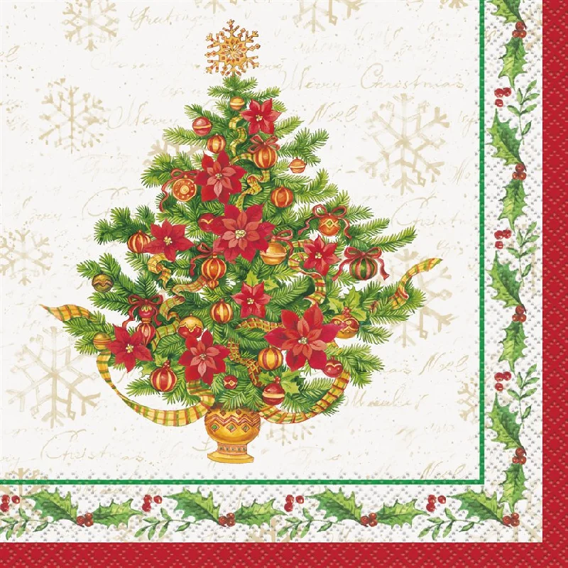 Christmas Festive Poinsettia Lunch Napkins | 16 ct