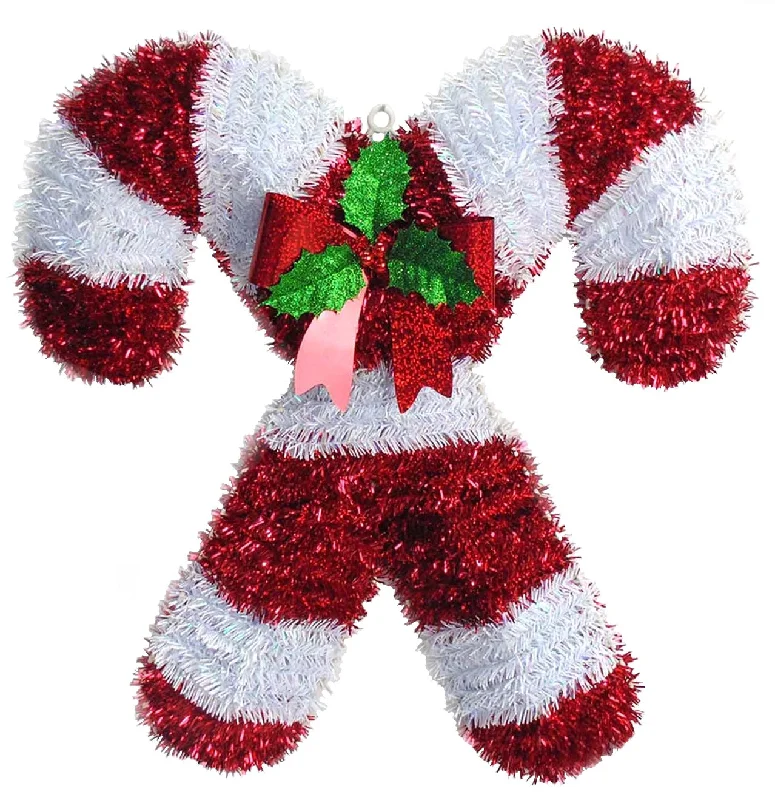 18" 2D Tinsel Double Candy Cane Wreath