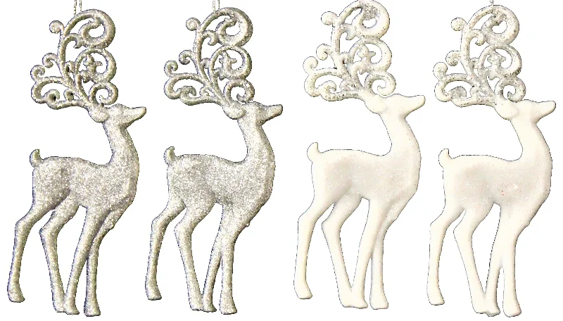 2-Pack of Shatterproof Glitter Deer Ornaments