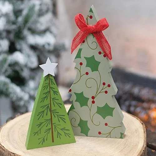 2 Set Holly and Star Chunky Tree Sitters