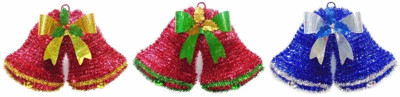 2D Double Bell Tinsel Wreath Wall Decor