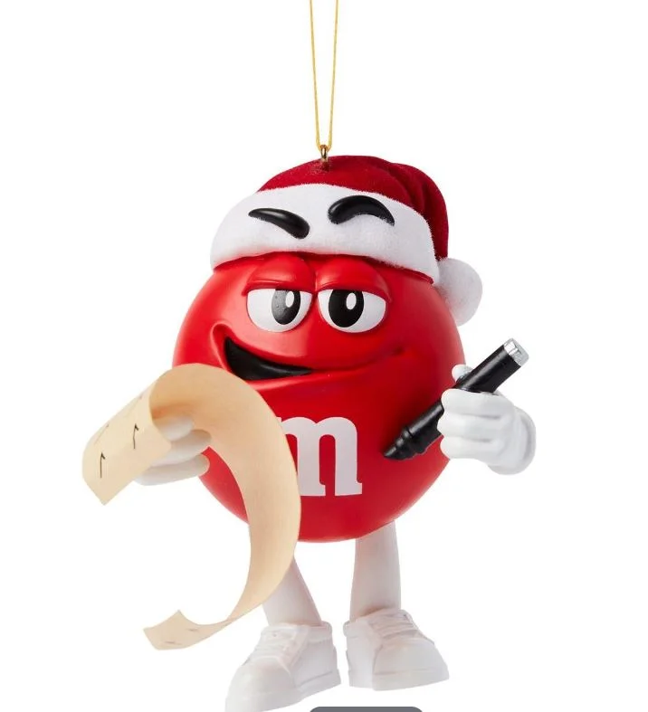 3" Red M&M With List Ornament