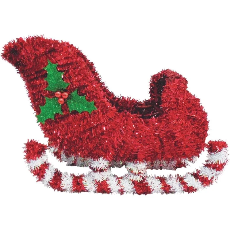 9" 3D Tinsel Sleigh Tabletop Decoration