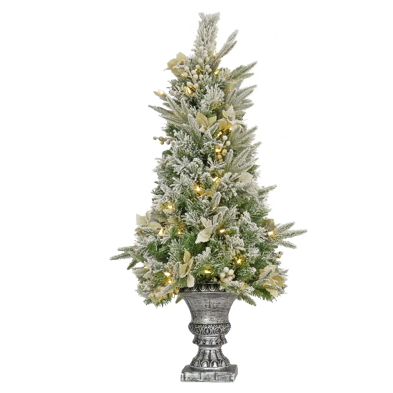 4 ft. Pre-Lit Frosted Colonial Fir Tree with Warm White LED Lights