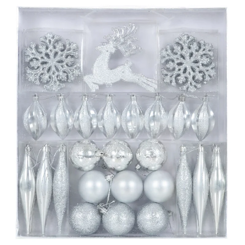 45pc Metallic Christmas Tree Decoration Set Mixed Baubles