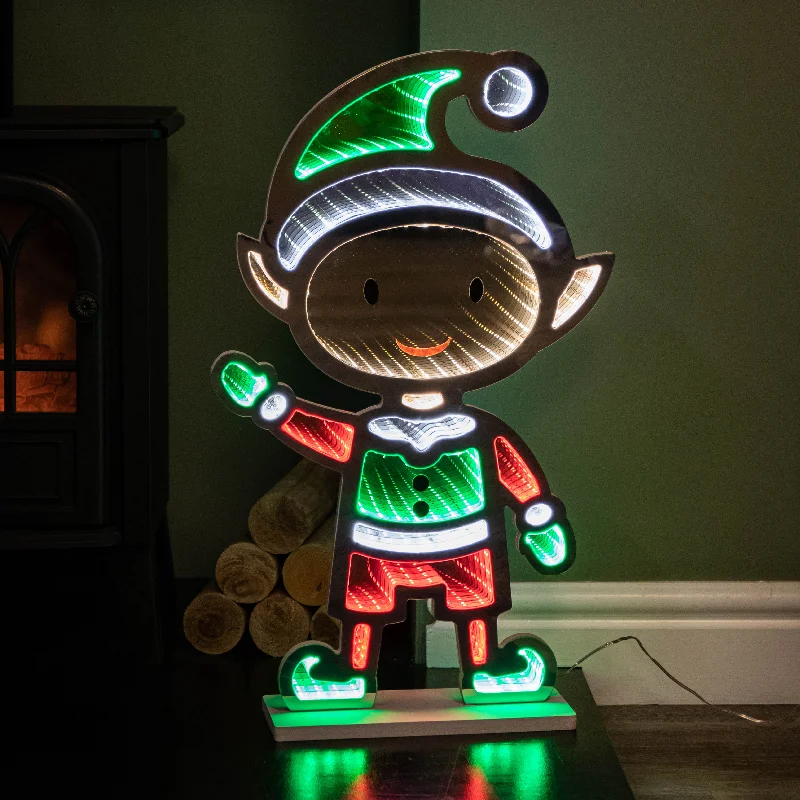 60cm Light up Standing Elf Infinity Christmas Decoration with Multi-Coloured LEDs