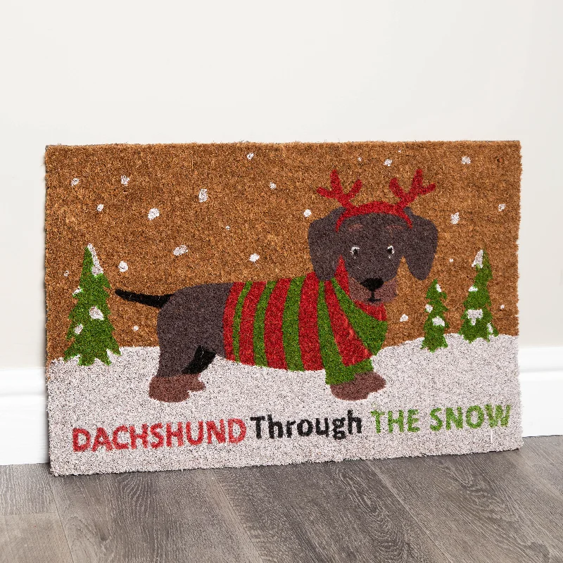 60cm x 40cm Brown Christmas Dachshund Dog Doormat