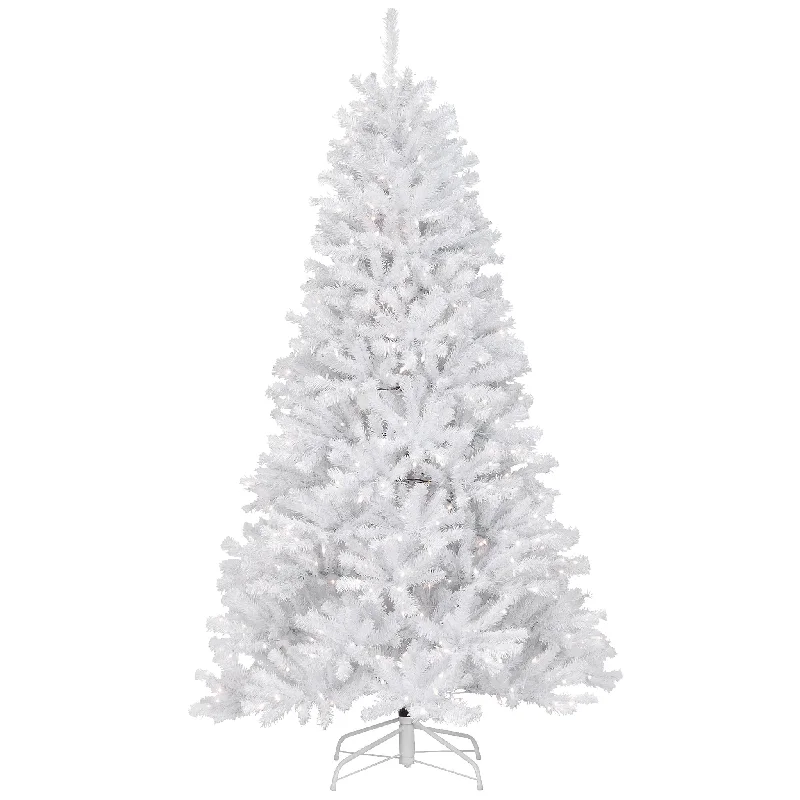 7.5 ft. Pre-Lit North Valley Spruce White Tree with Clear Lights