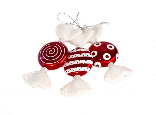 7" Flat Candy Ornament Set Of 6