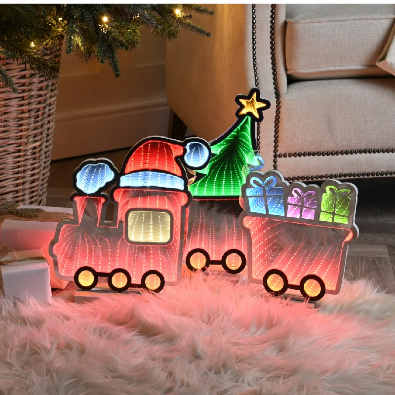 70cm Light up Infinity Christmas Train with 2 Carriages and Multi-Coloured LEDs