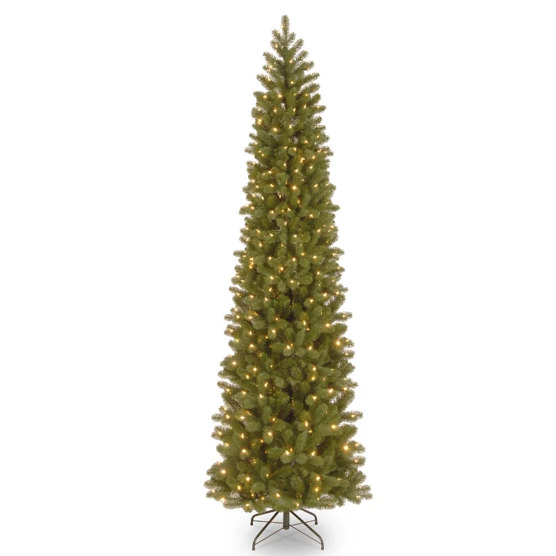 9 ft. Pre-Lit Downswept Douglas Fir Pencil Slim Tree with Dual Color LED Lights