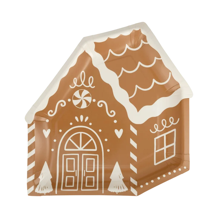 Christmas Gingerbread House Plate 9" | 8 ct