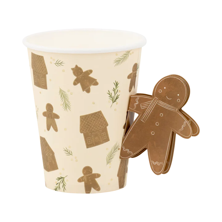 Christmas Whimsy Gingerbread Handled Paper Cup 9oz | 8 ct