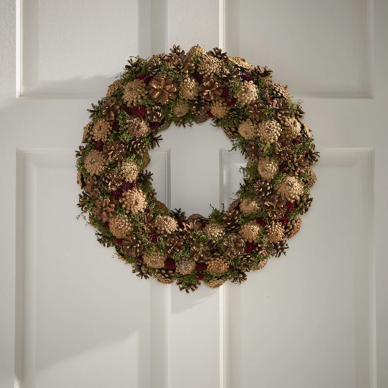 Antonio 18.5" Pine Cone Artificial Christmas Wreath, Natural by Christopher Knight Home