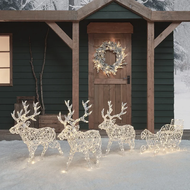 70cm Arkendale Dual Coloured LED Battery Operated Reindeer and Sleigh