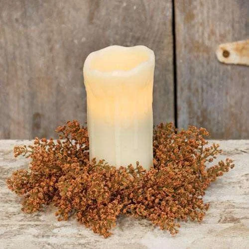 Bursting Astilbe Candle Ring, 3.5", Pumpkin