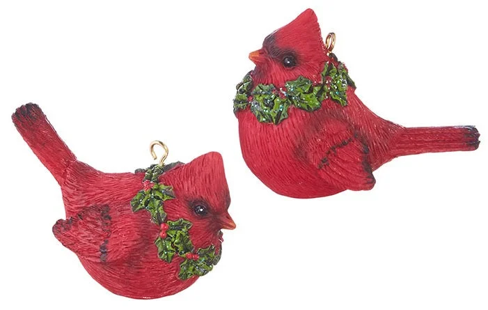 2.5" Cardinal with Wreath Ornament