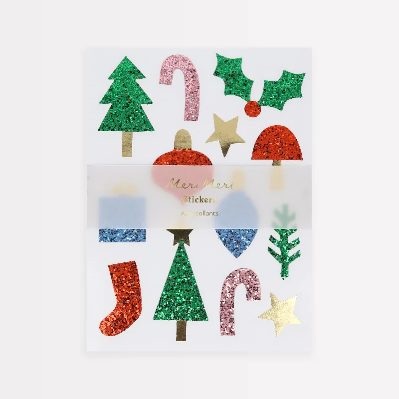 Christmas Icon Chunky Glitter Stickers (x 8 sheets)