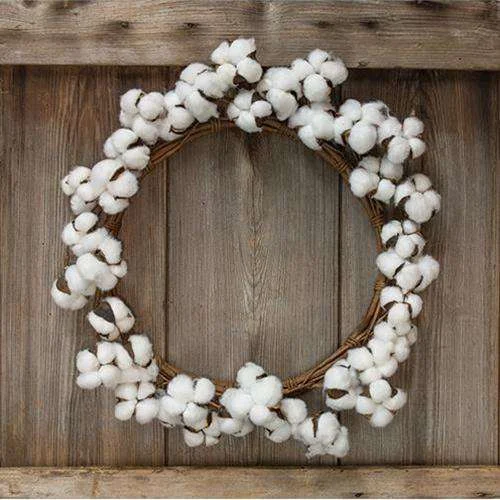 Cotton Ball Wreath - 17"