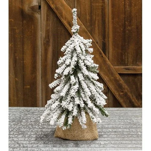 Flocked Mini Downswept Tree With Burlap Base, 18"