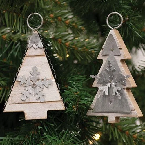 Galvanized Tree Ornament 2 Asstd