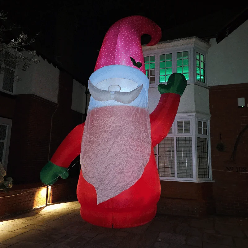 Giant: 20ft (6m) Outdoor Inflatable Light up Christmas Gonk with Raised Arm & LEDs