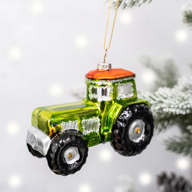 Glass Green Tractor 8cm