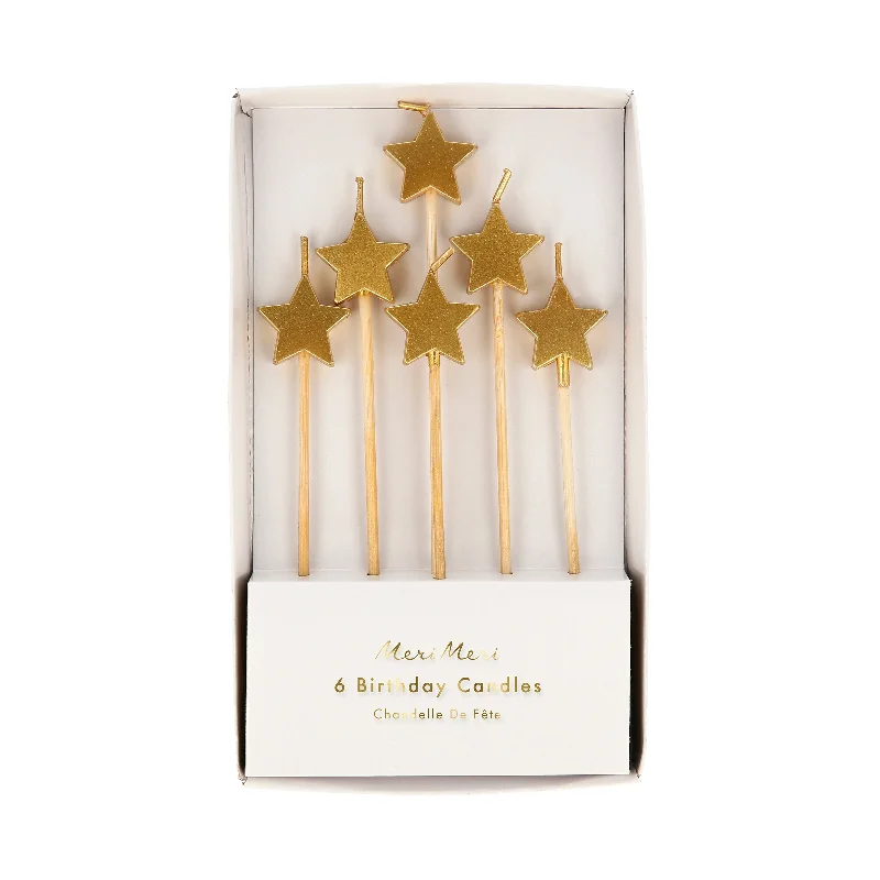 Gold Star Candles (x 6)