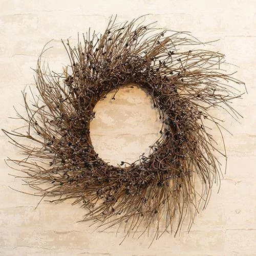 Gray & Black Pip Twig Wreath, 22"