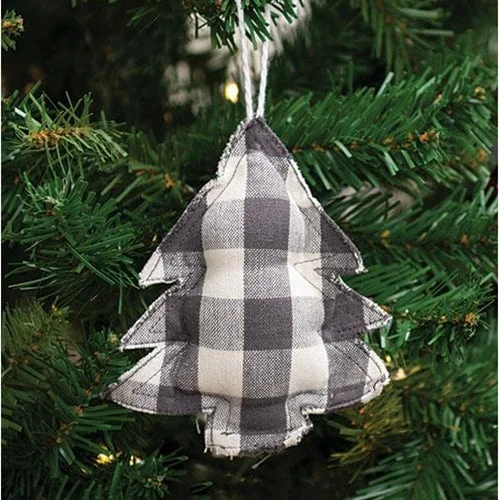 Gray Check Christmas Tree Ornament