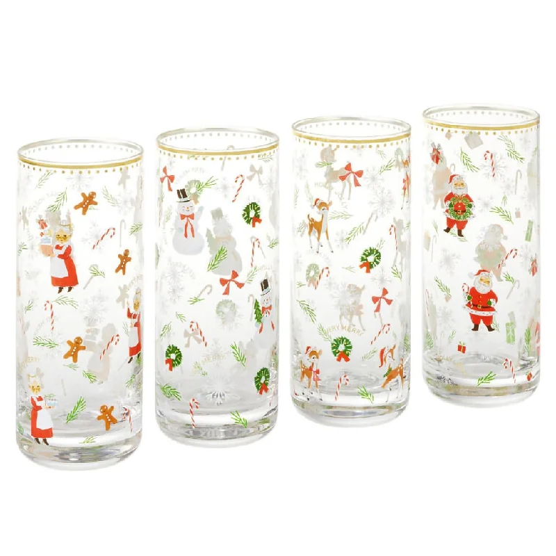 Hallmark : Vintage Santa and Friends Drinking Glasses, Set of 4