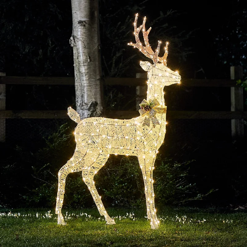 1.3m Harewood White Glitter Stag LED Light Up Reindeer