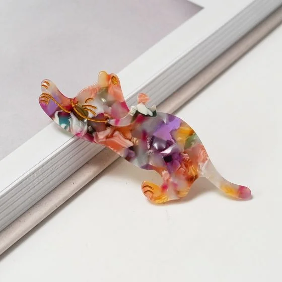 Jumping Cat Multi Colour Resin Hair Clip