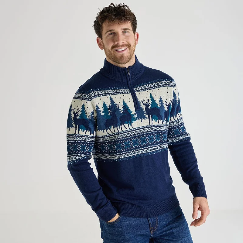 Mens 1/4 Zip Christmas Jumper