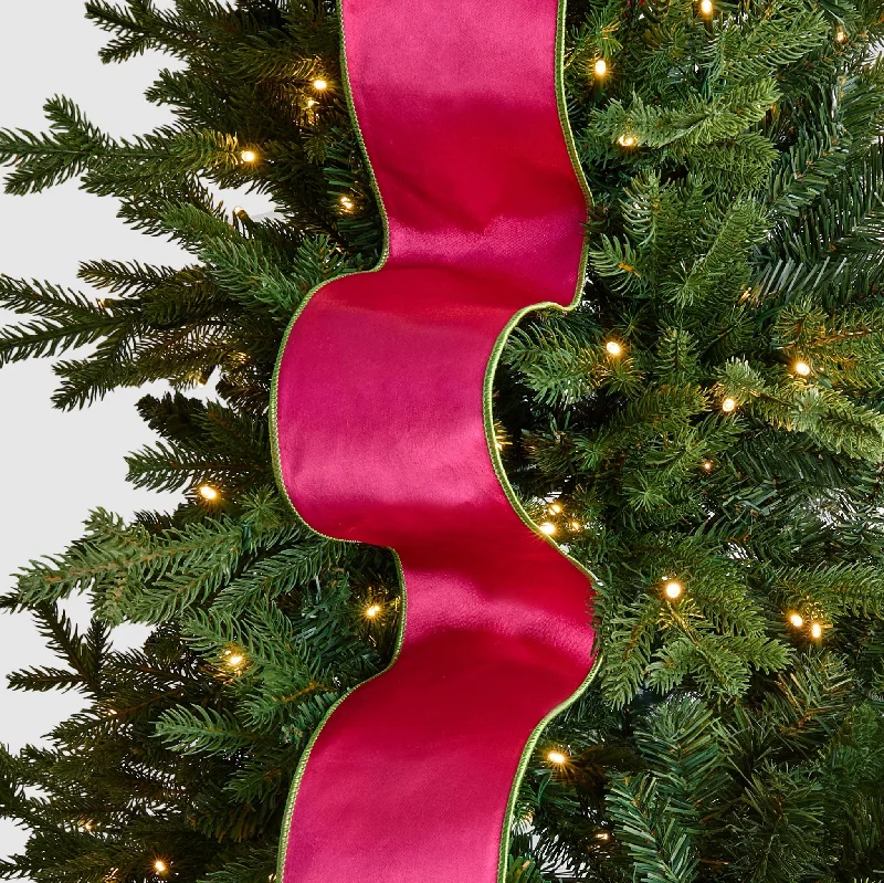 Pink Satin & Lime Green Christmas Ribbon