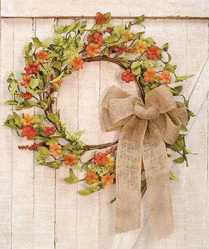 Primitive Burlap Flower Wreath