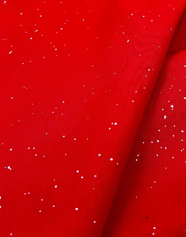 Red & Gold Glitter Foiled Christmas Cotton Poplin Fabric