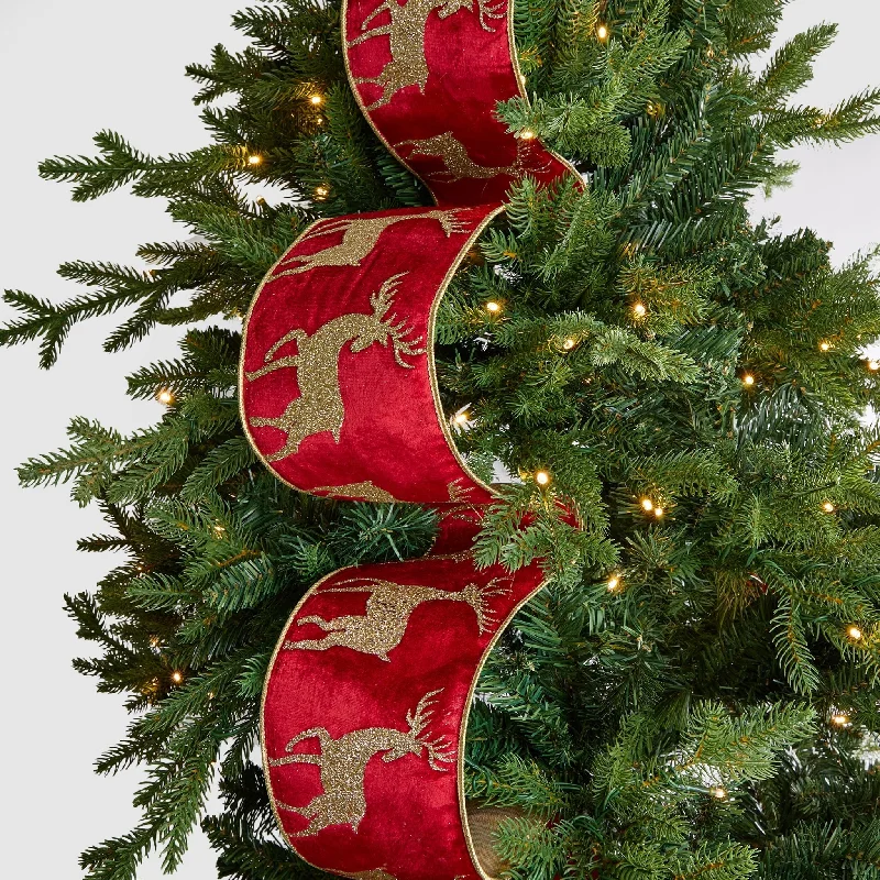 Red Ribbon with Reindeer Insert 4"