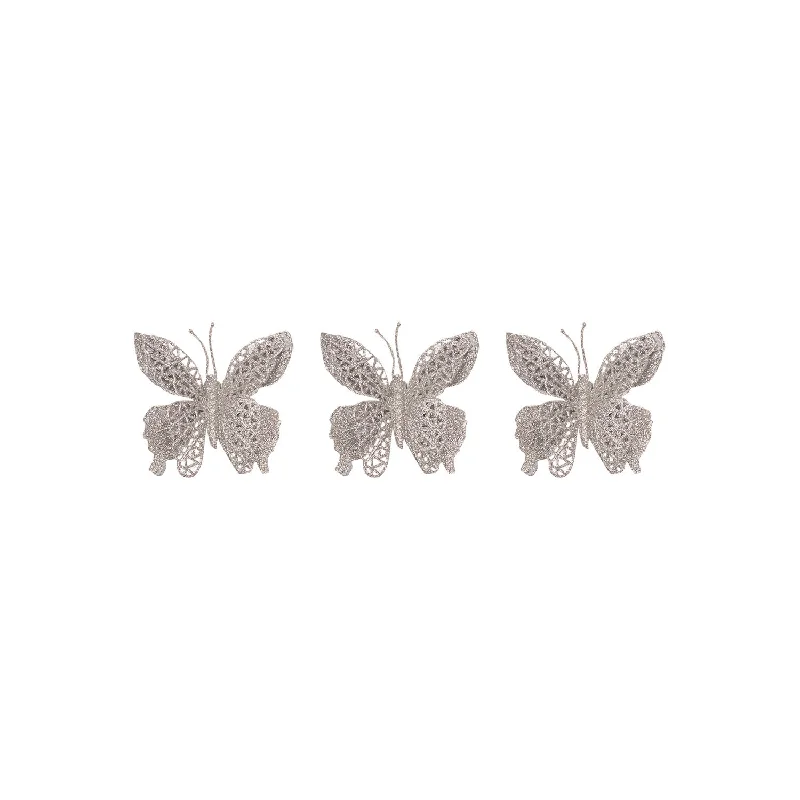 Set of 3 Glitter Butterfly Ornaments