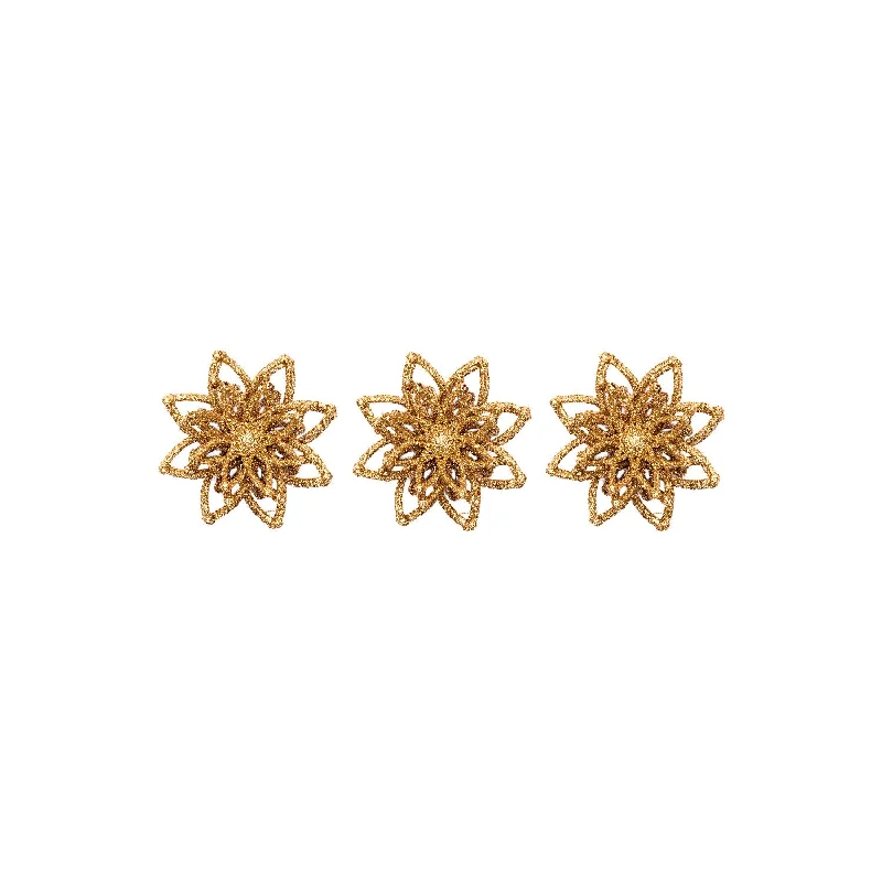 Set of 3 Sparkling floral Ornament