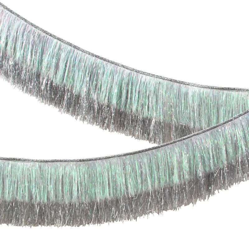 Silver Iridescent Tinsel Fringe Garland