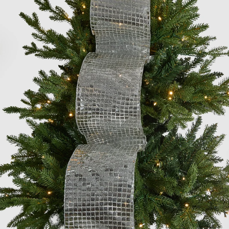 Soft Metallic Silver Christmas Tree Ribbon