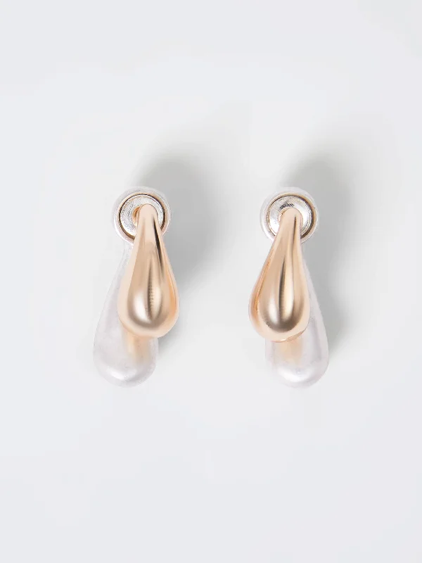 Small Double Two-Tone Teardrop Earrings