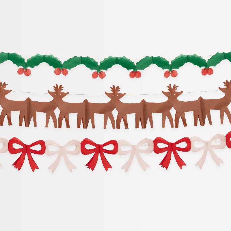 Tissue Paper Christmas Garlands (x 3)