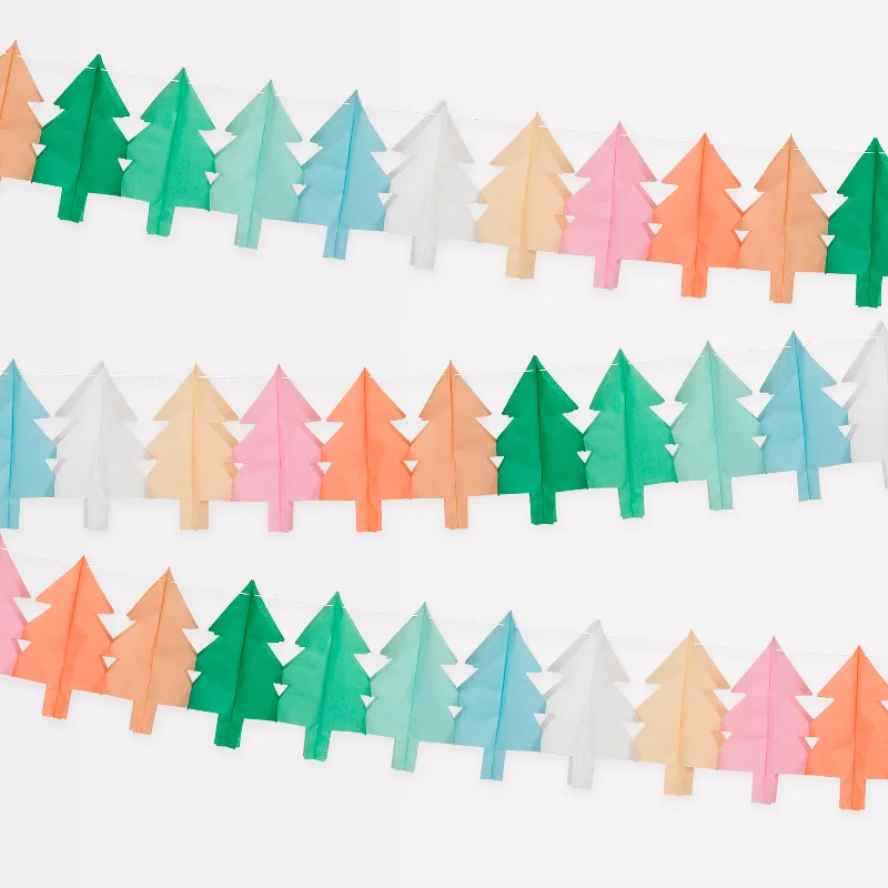 Tissue Paper Christmas Tree Garlands (x 3)