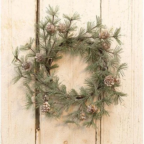 Vintage Glitter Birchcone Pine Wreath, 14"