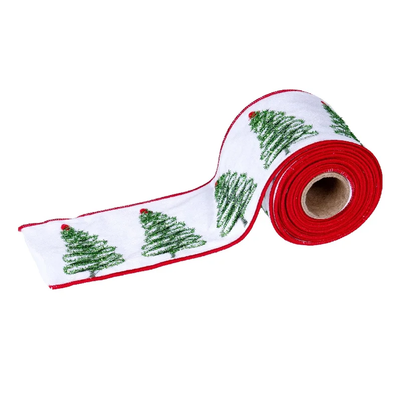 Tree Ribbon with Christmas Embroidery