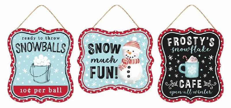 7" Winter Embossed Tin Sign Hanging Decoration