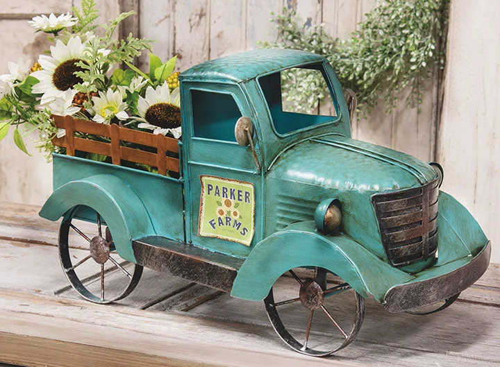 Parker Farms Distressed Blue Metal Truck